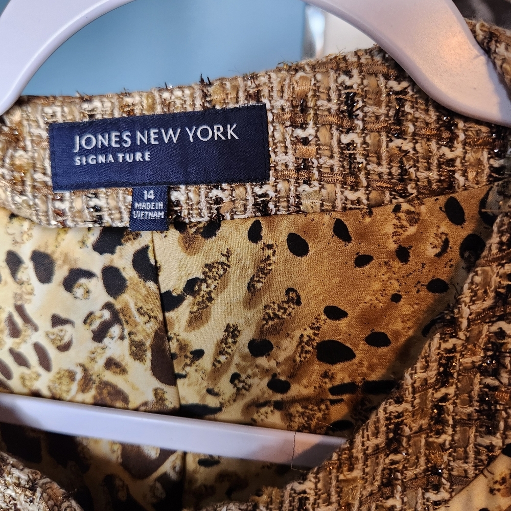 ๐ผ Jones New York Tweed Zip Jacket Animal Print 14 ๐ - Picture 4 of 6